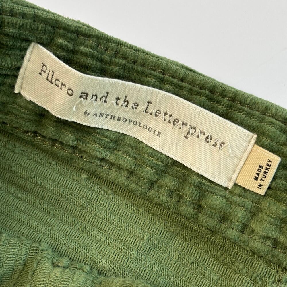 Anthropologie Pilcro Green Corduroy Button Front Pencil Midi Skirt NWT 2 - Picture 7 of 11